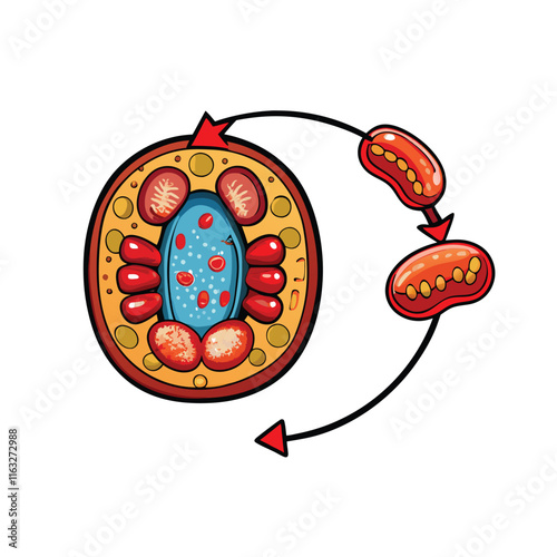 Illustrate ATP synthesis in the mitochondria, showing glycolysis, Krebs cycle, and oxidative phosphorylation with labeled diagrams.