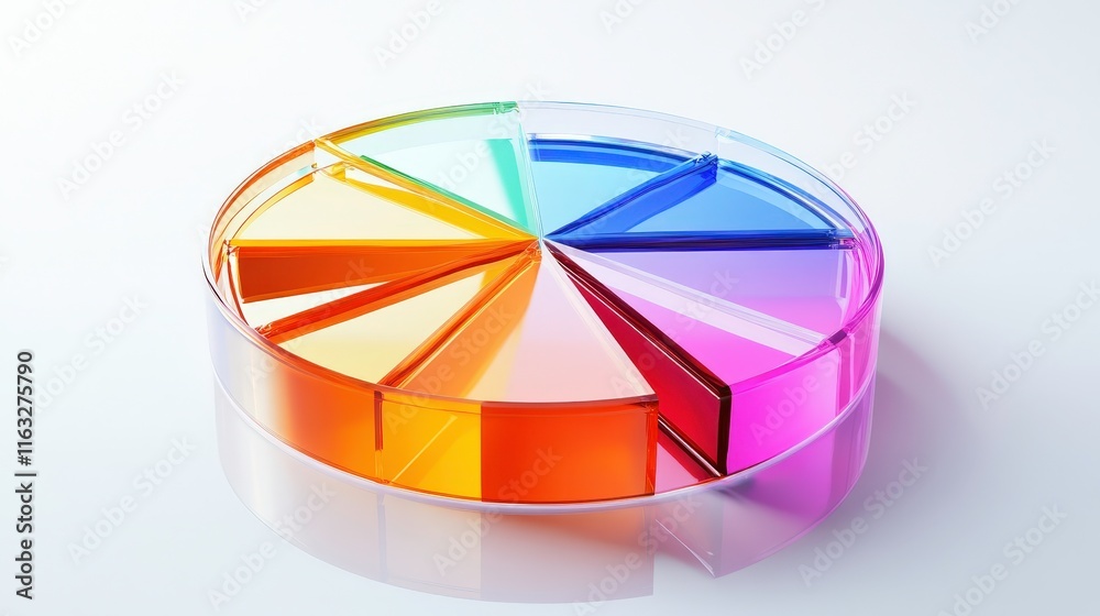 Obraz premium A colorful, segmented pie chart representing data or information in a visually appealing manner.