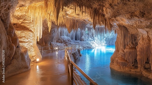 Stunning Blue Cave: Underground Lake and Rock Formations photo