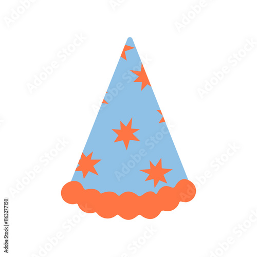 Colorful party hat with star patterns for festive celebrations and events