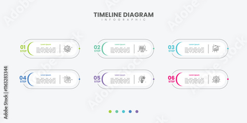 Presentation business infographic template 6 step with outline style.