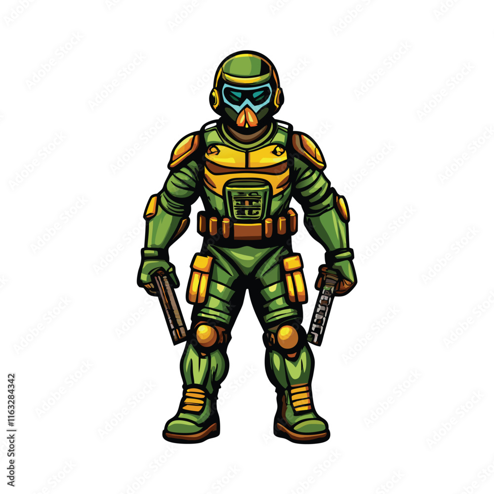 A hyperrealistic action figure doll engaged in intense combat, showcasing detailed weaponry and dynamic posing. A hyperrealistic action figure doll engaged in intense combat, showcasing detailed weaponry and dynamic posing.