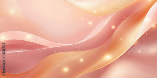 Soft waves of pink and peach hues create a dreamy, ethereal background filled with gentle sparkle.