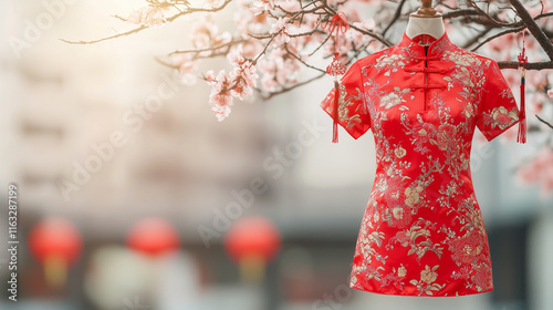 Red Cheongsam Dress Hanging...