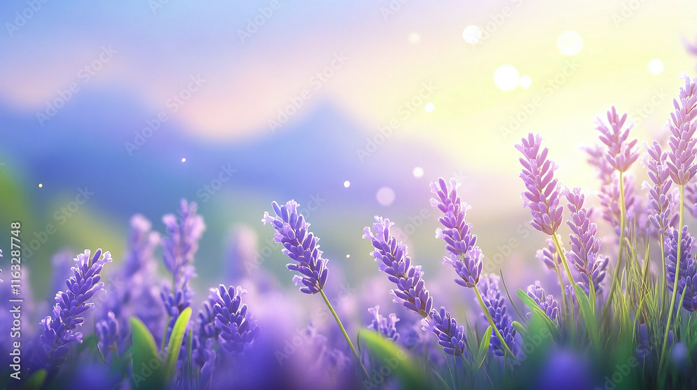 Naklejka premium Purple Lavender Manor under the Sun