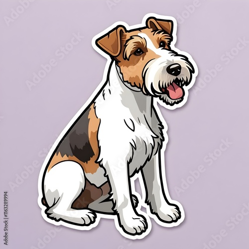 Cute Wire Fox Terrier Dog Breed Cartoon Sticker Illustration. Generative AI photo