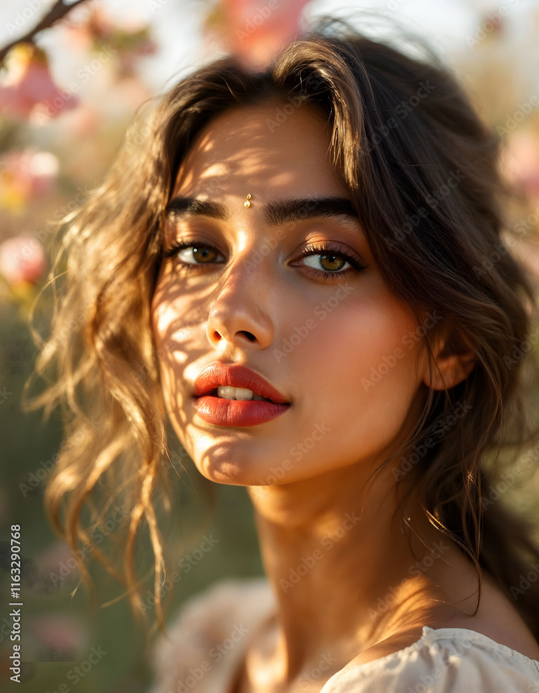 Close-up portrait of model. Close-up portrait of model.