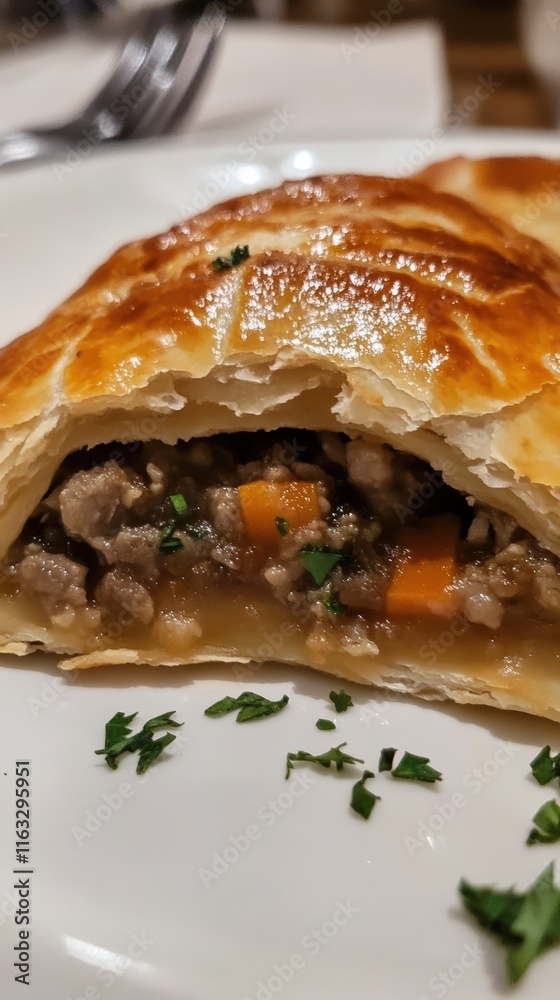 Delicious Savory Pastry Filled With Meat And Vegetables Delicious Savory Pastry Filled With Meat And Vegetables