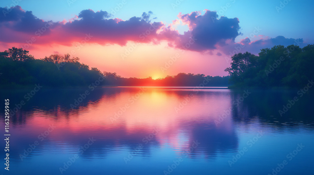 Fototapeta premium serene lake at twilight