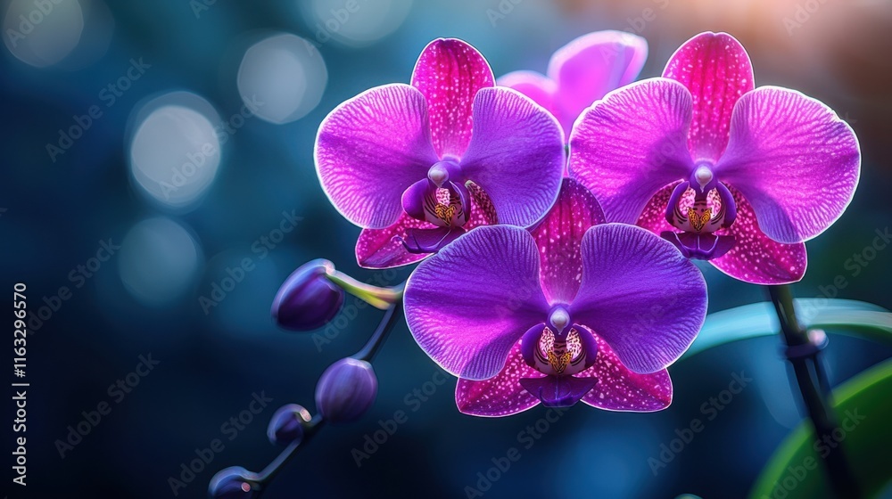 Vibrant Purple Orchids Illuminated by Soft Light – Elegant Floral Photography Vibrant Purple Orchids Illuminated by Soft Light – Elegant Floral Photography
