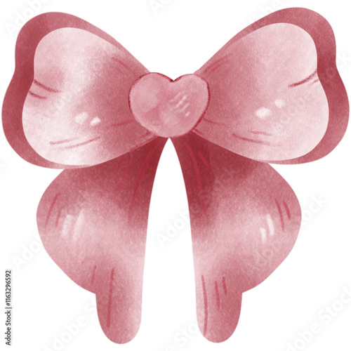 Red Coquette ribbon bow watercolor illustration