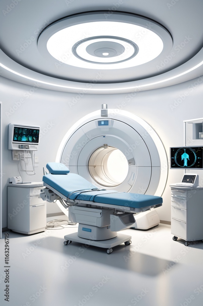 Modern MRI Room Interior Medical Scan Machine Patient Table Modern MRI Room Interior Medical Scan Machine Patient Table