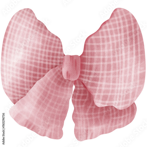 Red Coquette ribbon bow watercolor illustration