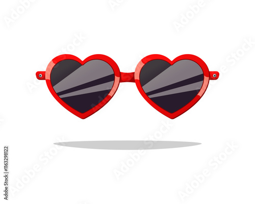 Heart shape sunglasses vector isolated on white background.