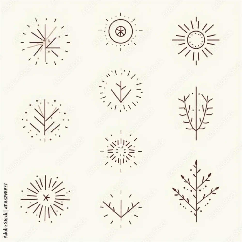 set of symbols flower set of symbols flower