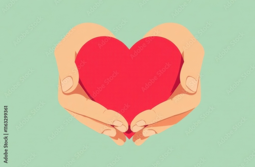The heart is held by versatile hands. Illustration concept for sharing love, helping others, charity with the support of the global community. High quality photo The heart is held by versatile hands. Illustration concept for sharing love, helping others, charity with the support of the global community. High quality photo