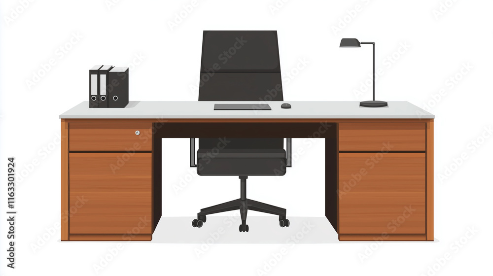 Stylish office desk in a minimalist design isolated on white background ideal for workspace