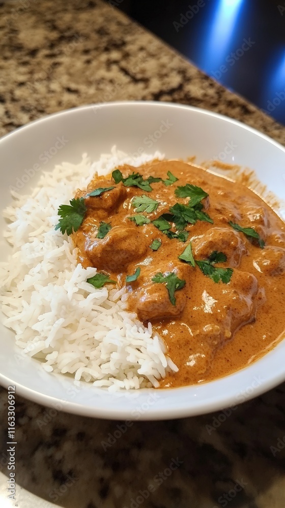 Delicious Chicken Tikka Masala Served Over Rice Delicious Chicken Tikka Masala Served Over Rice