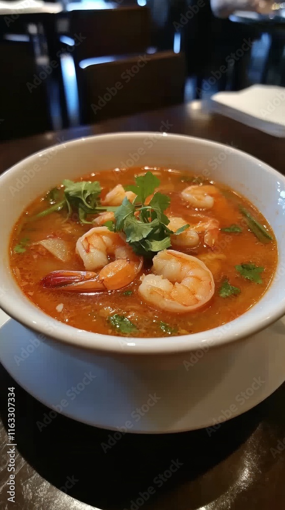 Delicious Spicy Shrimp Soup Restaurant Dish Delicious Spicy Shrimp Soup Restaurant Dish