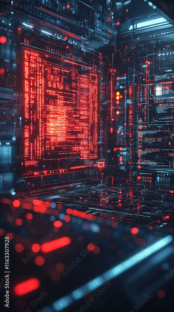 Obraz premium Digital virus infecting a holographic computer