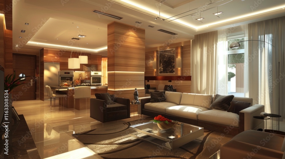 Luxurious modern Living room interior, AI generated image Luxurious modern Living room interior, AI generated image