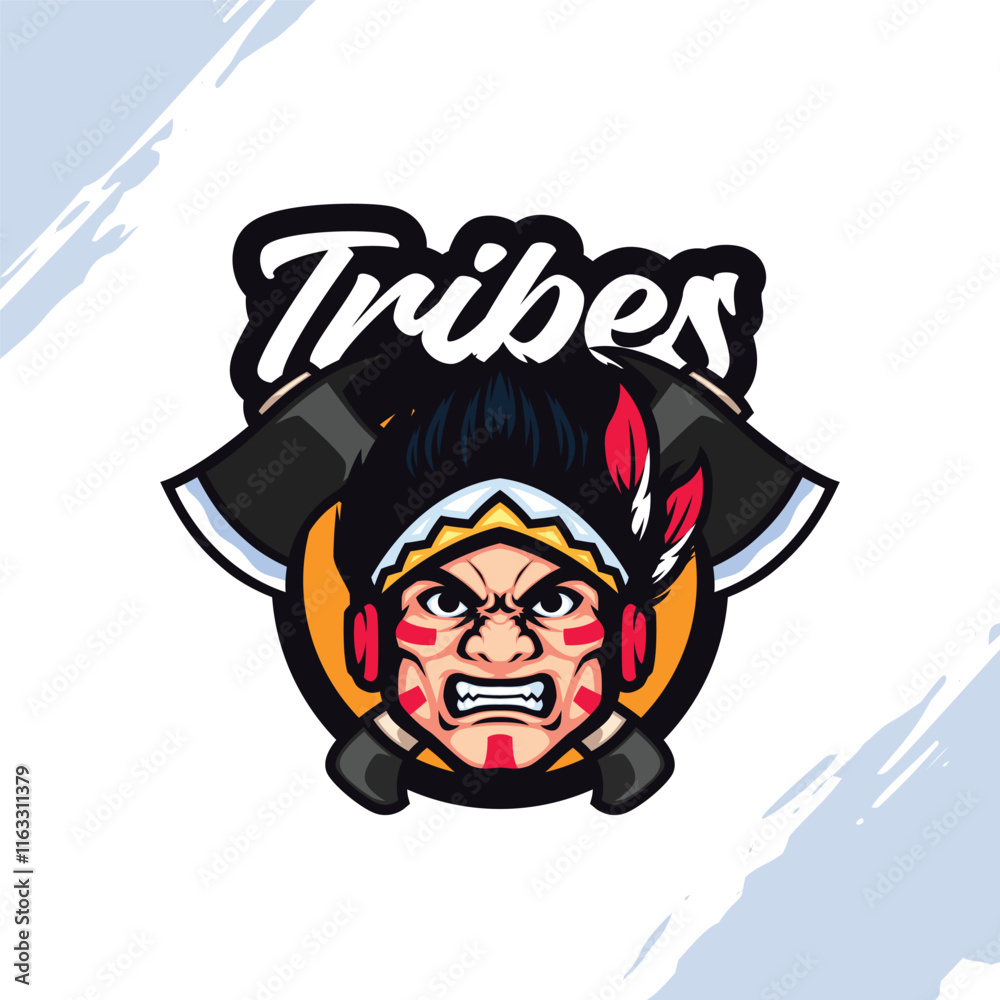 The Indian Tribes Guy with Crossed Axes Vector Mascot The Indian Tribes Guy with Crossed Axes Vector Mascot