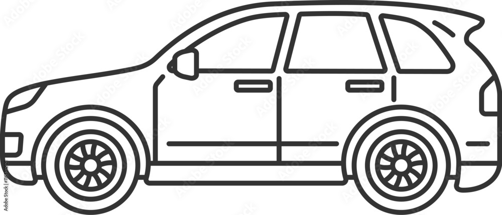 横から見た、SUVの自動車(線画カラー)のイラスト 横から見た、SUVの自動車(線画カラー)のイラスト