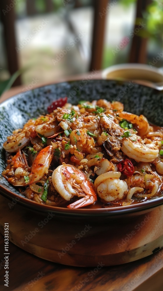 Spicy Shrimp Stir Fry With Garlic And Herbs Spicy Shrimp Stir Fry With Garlic And Herbs