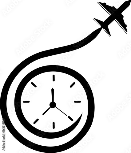 Travel Time logo designs concept vector, Plane and Timer logo symbol icon template photo