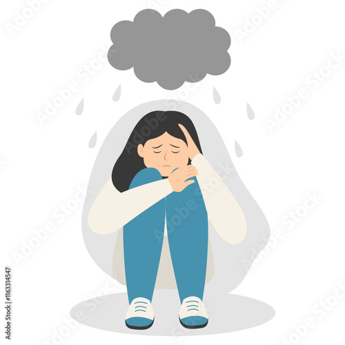 People Depressed Illustration on White Background. Vector Cartoon Character