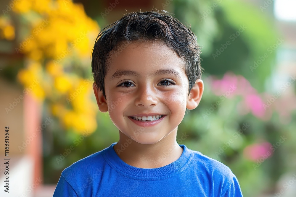Happy Hispanic boy smiling outdoors. Perfect for themes of childhood, joy, and family. Happy Hispanic boy smiling outdoors. Perfect for themes of childhood, joy, and family.