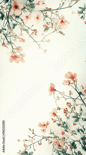 Thin floral frame with delicate vines photo