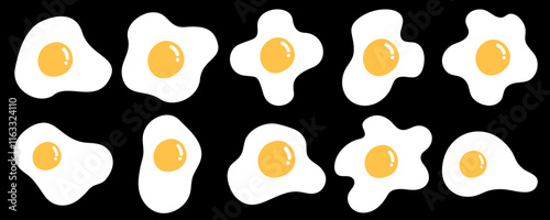 Collection of Flat Fried Egg Vector