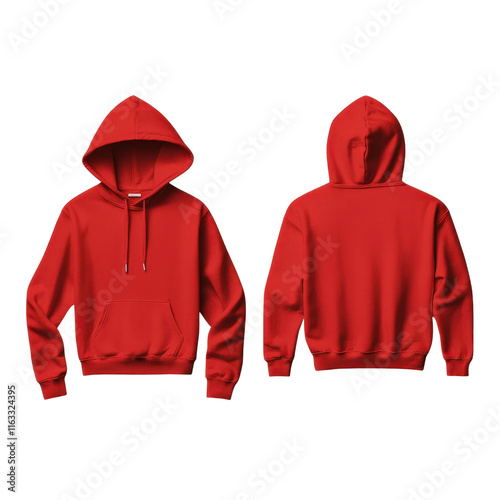 Bright Red Hoodie Front and Back View photo