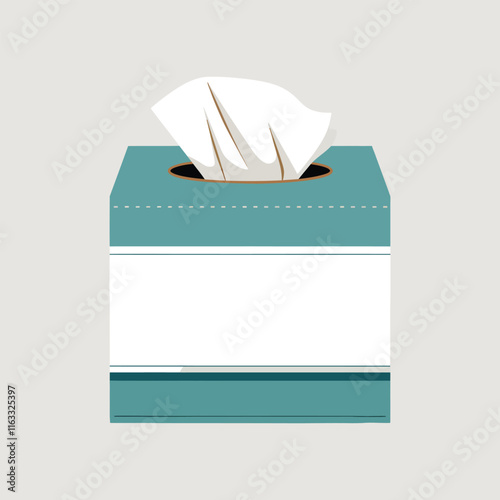 Minimalist Tissue Paper Box and Napkins, Modern Flat Vector Drawing