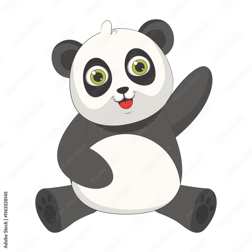 Fototapeta premium Illustration of Cute Baby Panda. Isolated on White Background. Vector Cartoon Character
