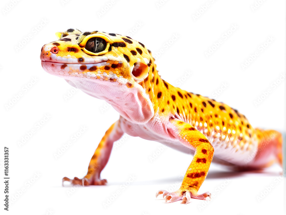A leopard gecko isolated on a white background A leopard gecko isolated on a white background