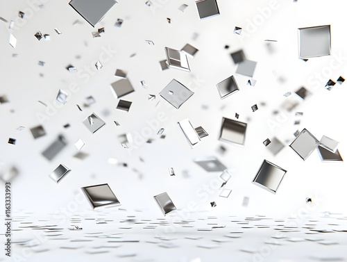 Abstract Silver Squares Falling