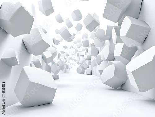 Abstract White Geometric Tunnel