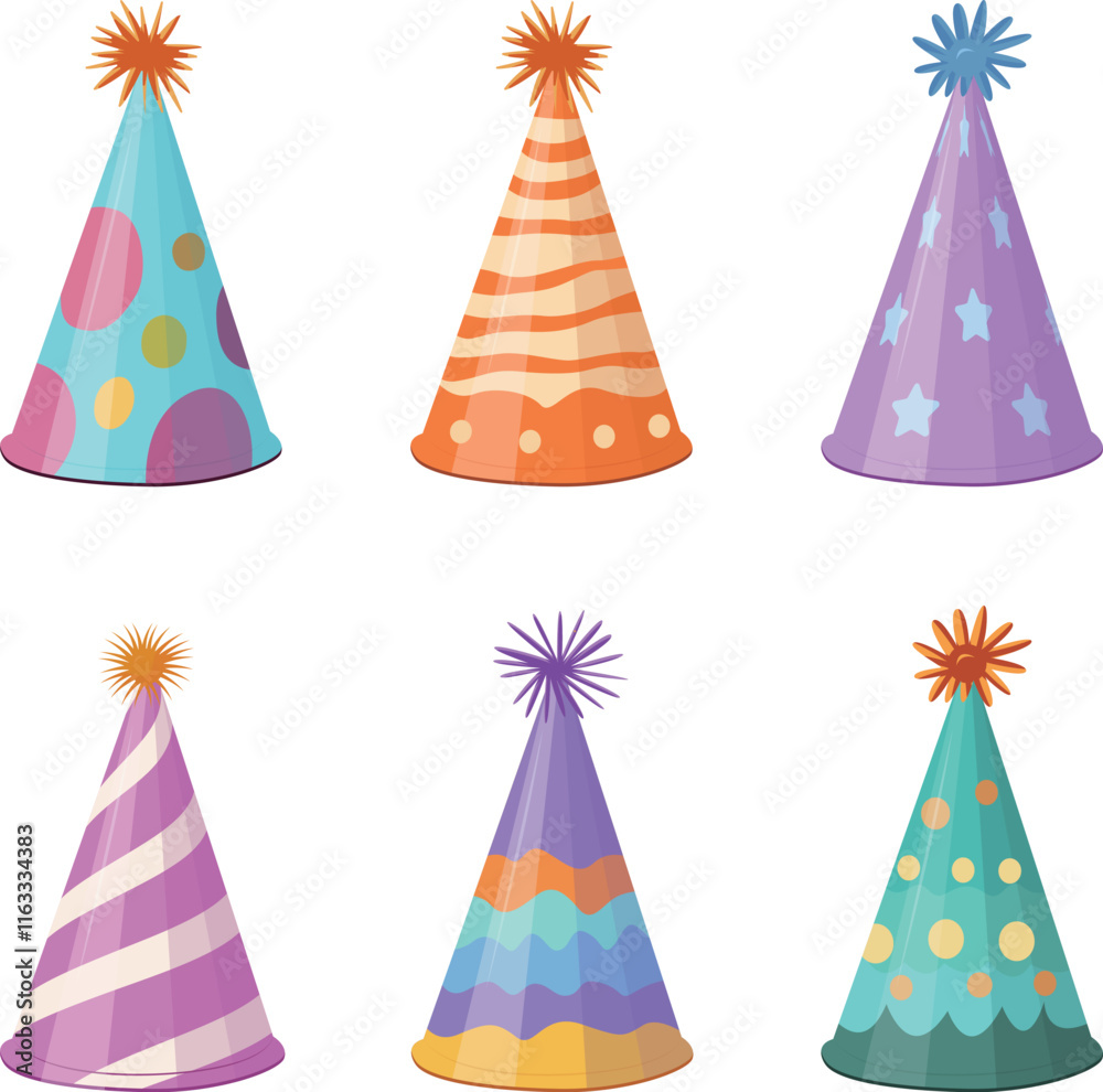 Painted Cartoon Happy Birthday Party Celebration Hat, Mardi Gras, Christmas Decorations, Children's Cone Decoration Hat Painted Cartoon Happy Birthday Party Celebration Hat, Mardi Gras, Christmas Decorations, Children's Cone Decoration Hat