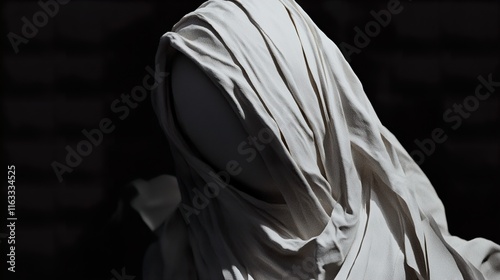 Sculptural Enigma: Draped Figure in Shadow photo