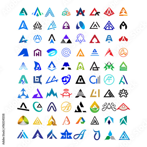 Bundling letter A logo design set. modern vector icon illustration inspiration