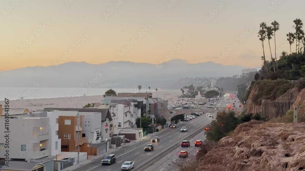 Santa Monica, Venice Beach, Marina Del Rey in this aerial shot of Los Angeles