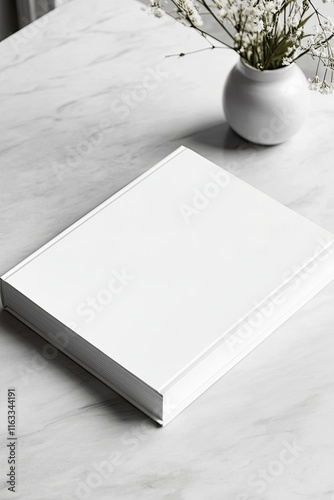 Notebook mockup with an open blank page for writing or design placement photo