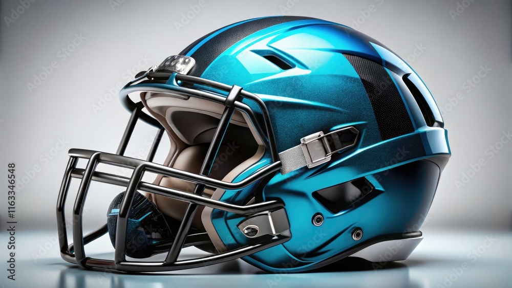 Fototapeta premium Candid Capture of a Blue and Black American Football Helmet on Transparent Background for Sports Graphics and Designs