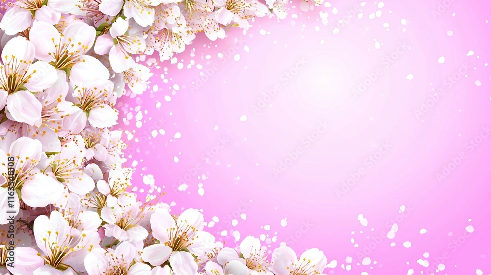 Delicate Cherry Blossom Flowers on Soft Pink Background Delicate Cherry Blossom Flowers on Soft Pink Background