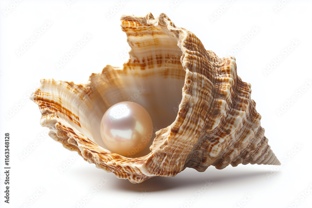Beautiful shell with a lustrous pearl nestled inside, showcasing nature's elegance and craftsmanship Beautiful shell with a lustrous pearl nestled inside, showcasing nature's elegance and craftsmanship