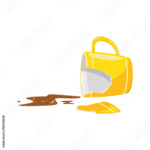 a cup of coffee broke on the floor vector element design