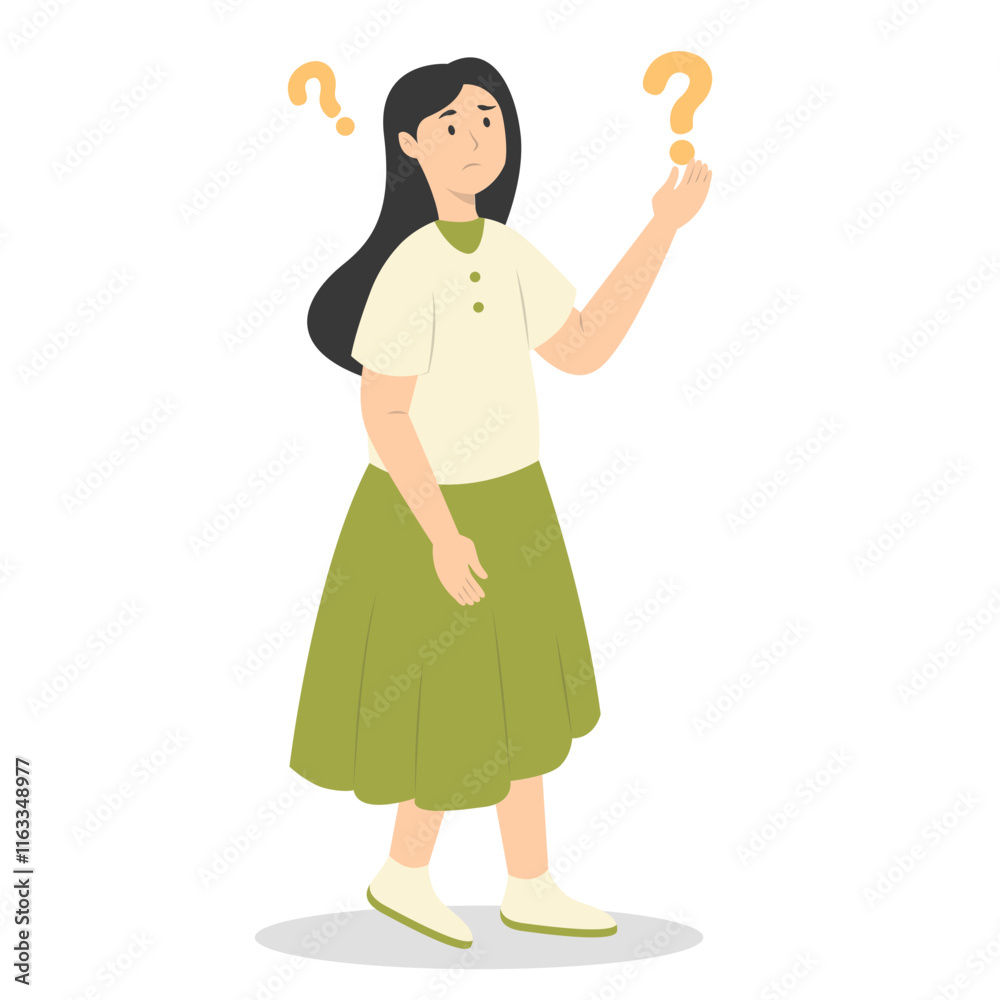 People Think and Solve Question. Confused Situation. Flat Cartoon Vector Illustration People Think and Solve Question. Confused Situation. Flat Cartoon Vector Illustration
