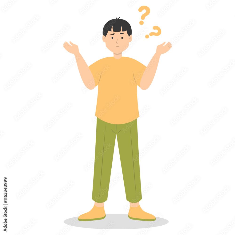 People Think and Solve Question. Confused Situation. Flat Cartoon Vector Illustration People Think and Solve Question. Confused Situation. Flat Cartoon Vector Illustration